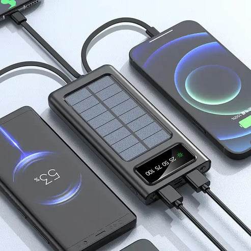 Solar Power Bank 20000CmAh, Fast Charging Built in Cable - Souq Al Arab