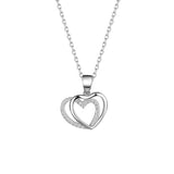 925 Sterling Silver Double Heart-shaped Necklace For Women Summer - Souq Al Arab