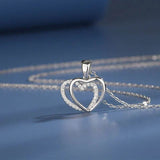 925 Sterling Silver Double Heart-shaped Necklace For Women Summer - Souq Al Arab