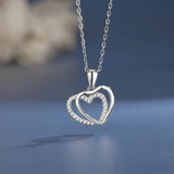 925 Sterling Silver Double Heart-shaped Necklace For Women Summer - Souq Al Arab
