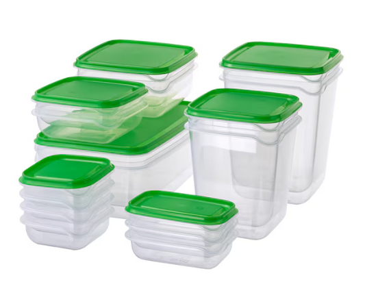 Food container, set of 17, clear/green PRUTA
