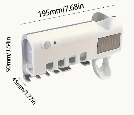 1pc Toothbrush UV Disinfection Device, Wall-mounted 4-slot Toothbrush Intelligent Disinfection And Toothpaste Dispenser