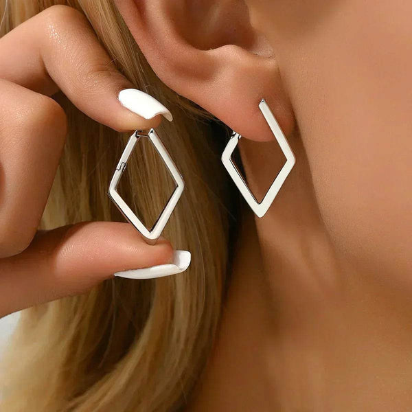 Simple Geometric Quadrilateral Design Earrings - Souq Al Arab