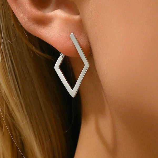 Simple Geometric Quadrilateral Design Earrings - Souq Al Arab