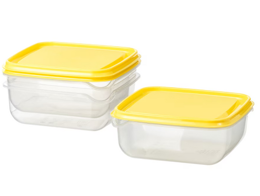 PRUTA Food container, transparent/yellow