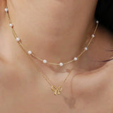 Women's Minimalist And Versatile Pearl Bow Necklace Fashion Jewelry - Souq Al Arab