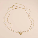 Women's Minimalist And Versatile Pearl Bow Necklace Fashion Jewelry - Souq Al Arab
