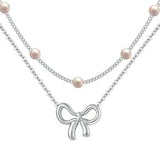 Women's Minimalist And Versatile Pearl Bow Necklace Fashion Jewelry - Souq Al Arab